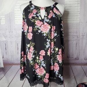 TORRID PLUS SIZE 1 14 16 FLORAL TOP BLOUSE SLEEVELESS #0002